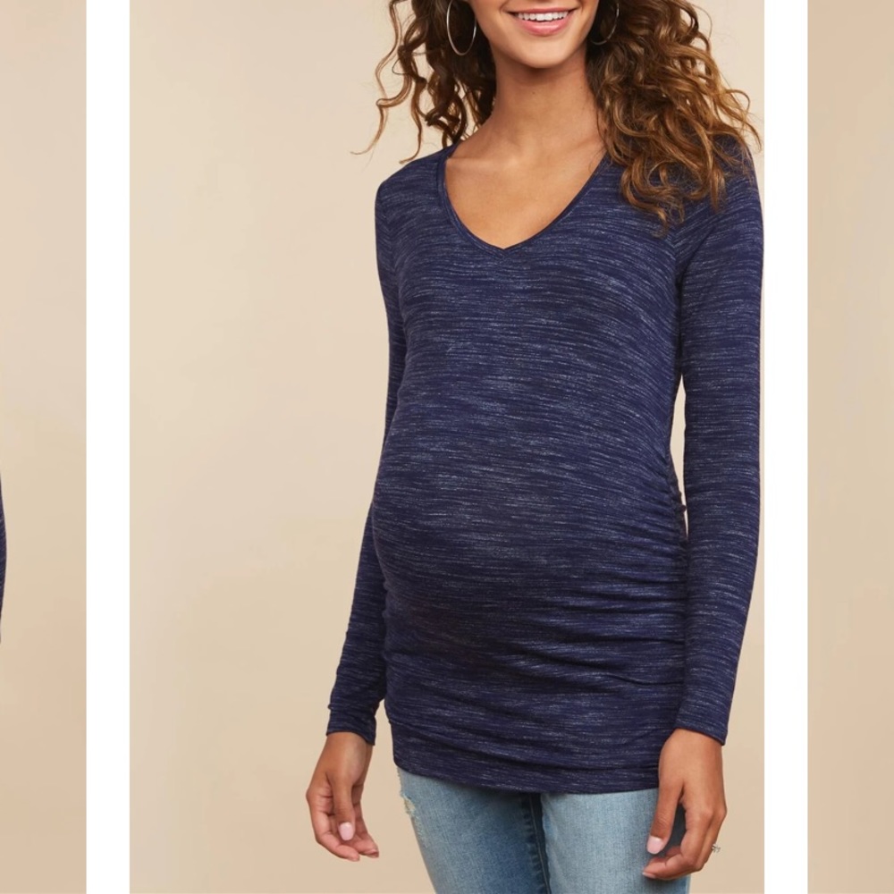 2 Long Sleeve Side Ruched Maternity T Shirts